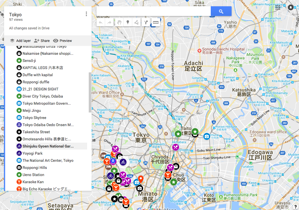 create a custom map for a trip